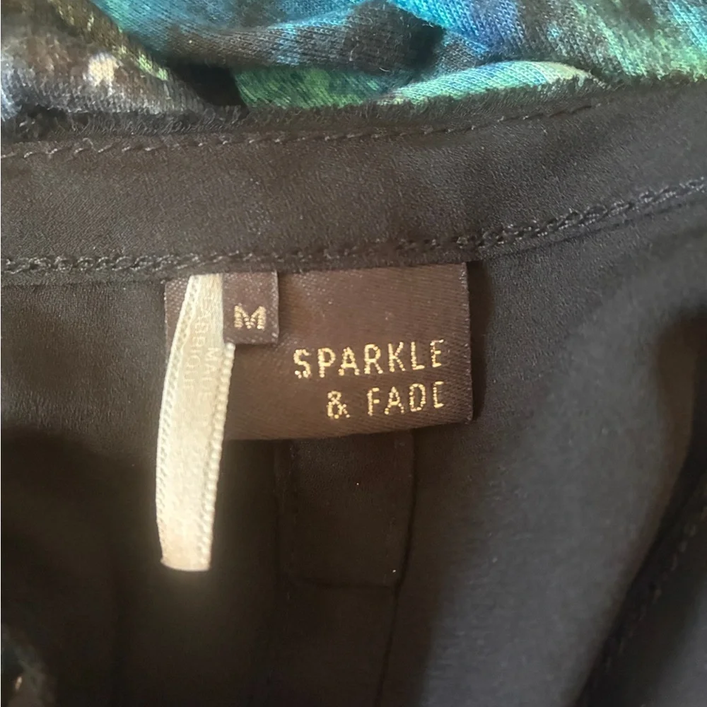 Sparkle and Fade Blue & Teal Patterned Shirt with Studded Bodice Size M